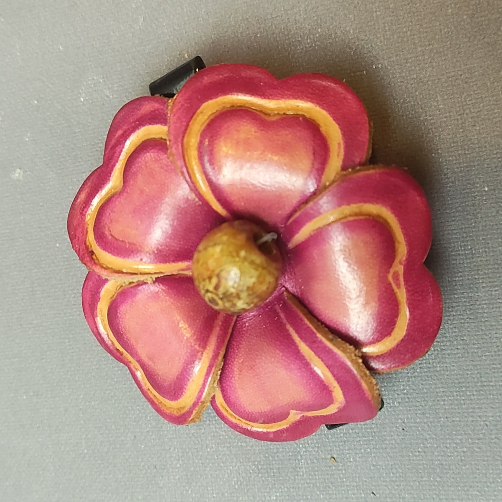 Handcrafted red flower 2" hair clip